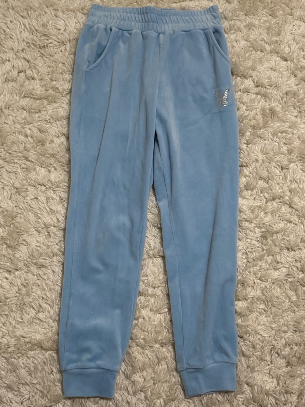 PLAYBOY Sky Blue Velour Jogger Pants